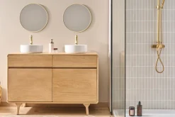 Meuble de salle de bain en bois chêne massif L120 cm ESTEBAN