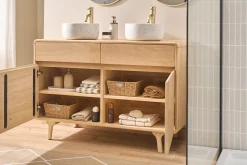Meuble de salle de bain en bois chêne massif L120 cm ESTEBAN