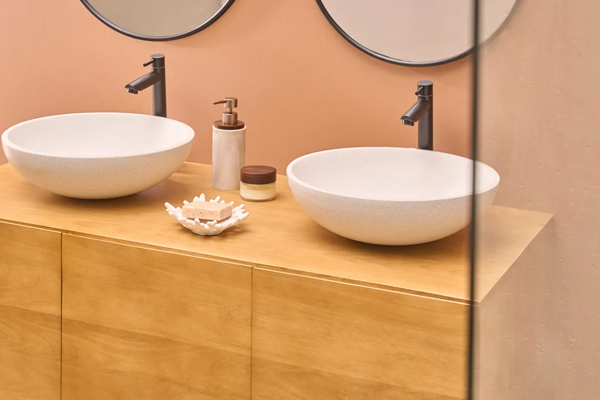 Meuble de salle de bain en bois manguier massif L120 cm YPSTER