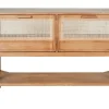 Meuble de salle de bain en bois teck massif et cannage rotin L120 cm RIVO