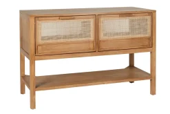 Meuble de salle de bain en bois teck massif et cannage rotin L120 cm RIVO
