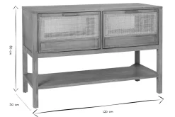 Meuble de salle de bain en bois teck massif et cannage rotin L120 cm RIVO