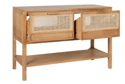Meuble de salle de bain en bois teck massif et cannage rotin L120 cm RIVO