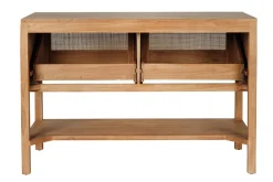 Meuble de salle de bain en bois teck massif et cannage rotin L120 cm RIVO