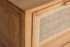 Meuble de salle de bain en bois teck massif et cannage rotin L120 cm RIVO