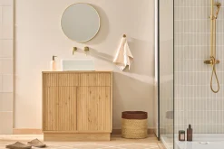 Meuble de salle de bain en bois chêne massif L80 cm ALISTAIR