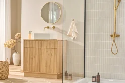 Meuble de salle de bain en bois chêne massif L80 cm ALISTAIR