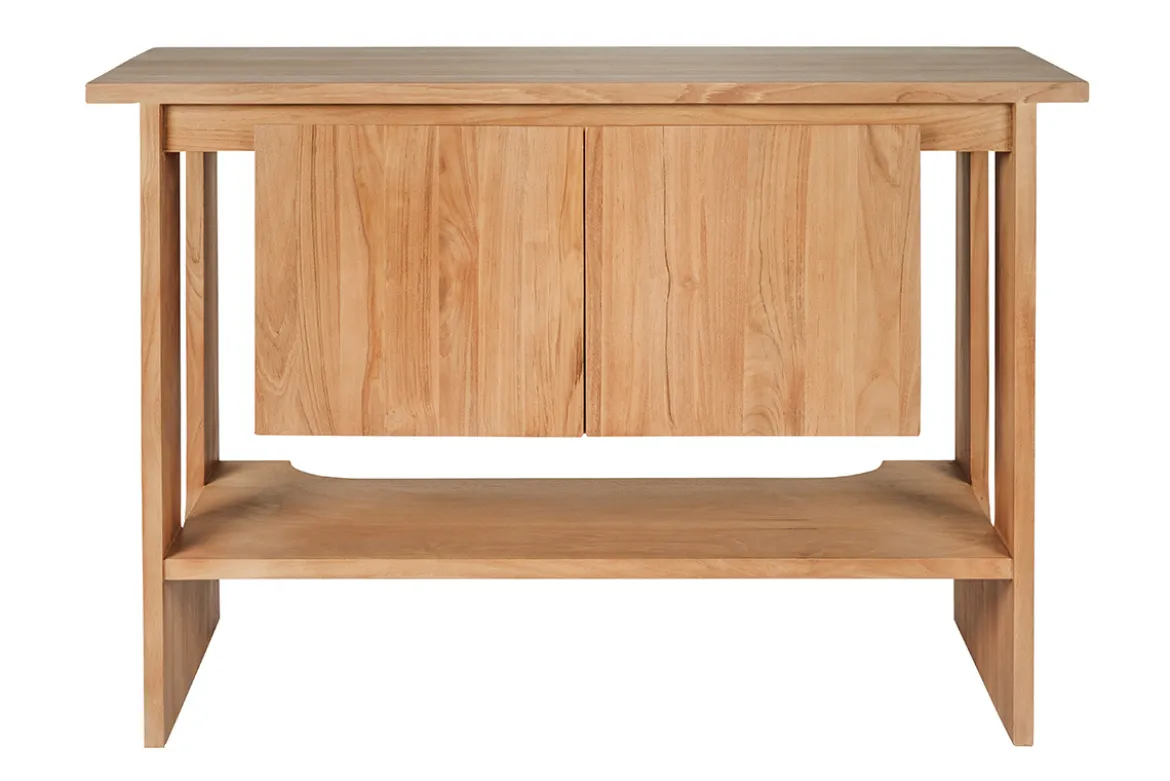 Meuble de salle de bain en bois teck massif L120 cm ALBE