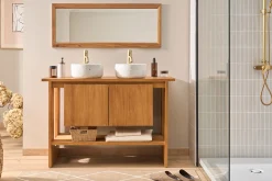 Meuble de salle de bain en bois teck massif L120 cm ALBE