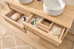Meuble de salle de bain en bois chêne massif L120 cm MARIN