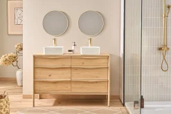 Meuble de salle de bain en bois chêne massif L120 cm MARIN