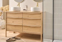 Meuble de salle de bain en bois chêne massif L120 cm MARIN