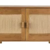 Meuble de salle de bain en bois teck massif et corde tressée L120 cm MOSSA