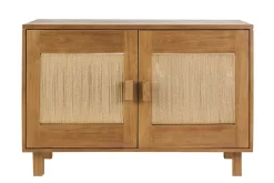 Meuble de salle de bain en bois teck massif et corde tressée L120 cm MOSSA