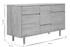 Meuble de salle de bain en bois clair chêne massif L140 cm SINCLAIR