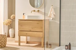 Meuble de salle de bain en bois chêne massif L80 cm JOSHUA