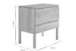 Meuble de salle de bain en bois chêne massif L80 cm JOSHUA