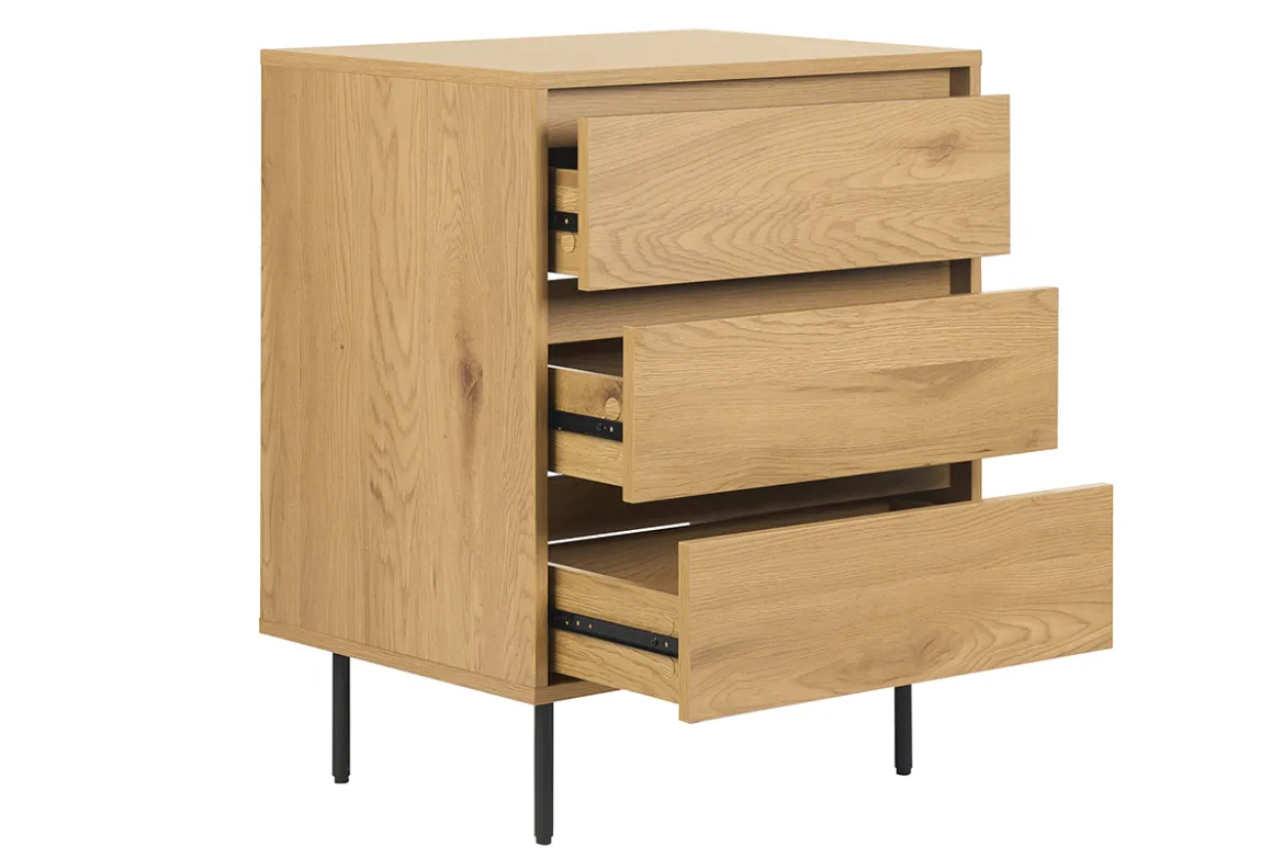 Meuble de salle de bain finition bois clair chêne et métal noir L60 cm ARAGON