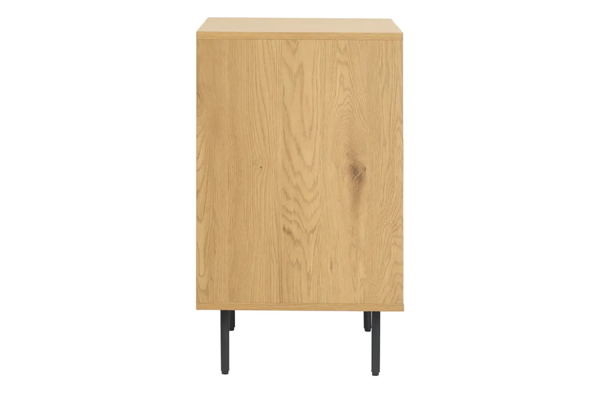 Meuble de salle de bain finition bois clair chêne et métal noir L60 cm ARAGON
