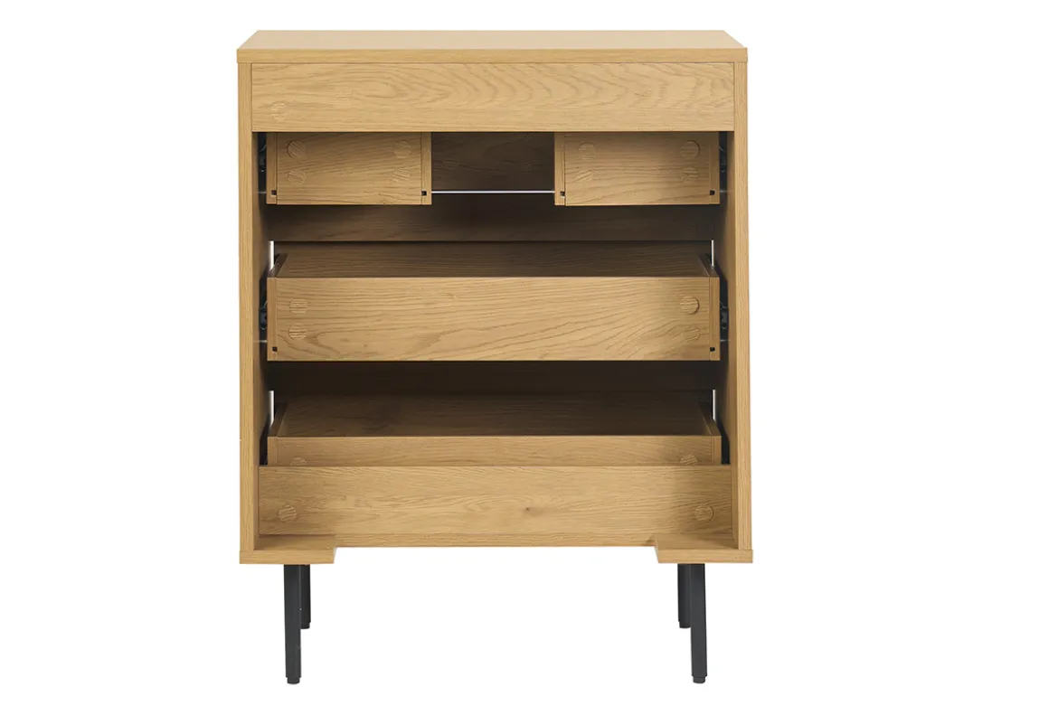 Meuble de salle de bain finition bois clair chêne et métal noir L60 cm ARAGON