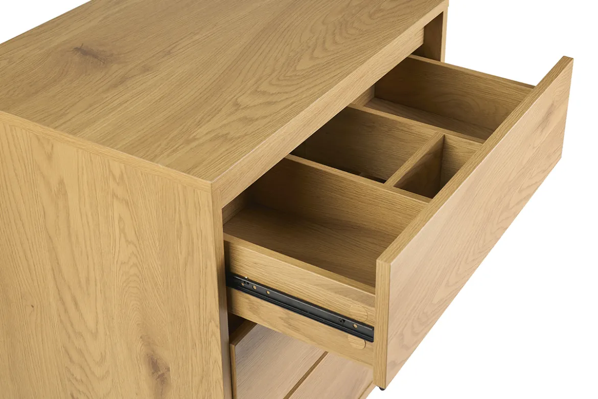 Meuble de salle de bain finition bois clair chêne et métal noir L60 cm ARAGON