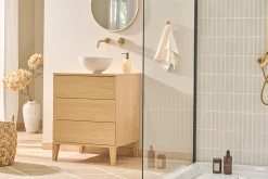 Meuble de salle de bain finition bois chêne L60 cm FREDDY