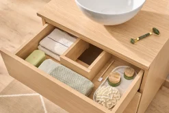 Meuble de salle de bain finition bois chêne L60 cm FREDDY