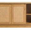 Meuble de salle de bain finition bois clair chêne et cannage rotin L120 cm ALICANTE