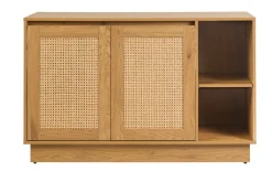 Meuble de salle de bain finition bois clair chêne et cannage rotin L120 cm ALICANTE