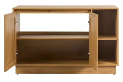 Meuble de salle de bain finition bois clair chêne et cannage rotin L120 cm ALICANTE