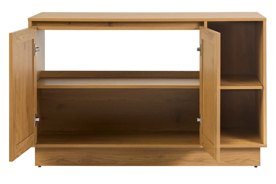 Meuble de salle de bain finition bois clair chêne et cannage rotin L120 cm ALICANTE