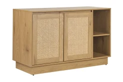 Meuble de salle de bain finition bois clair chêne et cannage rotin L120 cm ALICANTE