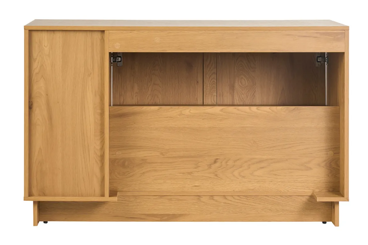 Meuble de salle de bain finition bois clair chêne et cannage rotin L120 cm ALICANTE