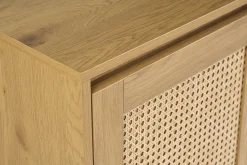 Meuble de salle de bain finition bois clair chêne et cannage rotin L120 cm ALICANTE
