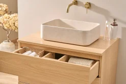 Meuble de salle de bain finition bois chêne L80 cm FREDDY