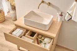 Meuble de salle de bain finition bois chêne L80 cm FREDDY