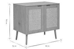 Meuble de salle de bain finition bois clair, cannage rotin et métal noir L80 cm MANILLE