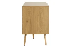 Meuble de salle de bain finition bois clair, cannage rotin et métal noir L120 cm MANILLE