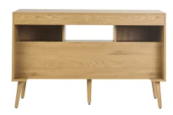Meuble de salle de bain finition bois clair, cannage rotin et métal noir L120 cm MANILLE