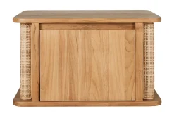 Meuble de salle de bain suspendu en bois teck massif et cannage rotin L60 cm SOLEA