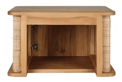 Meuble de salle de bain suspendu en bois teck massif et cannage rotin L60 cm SOLEA