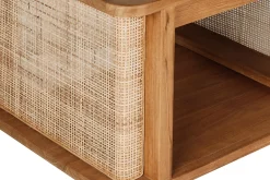 Meuble de salle de bain suspendu en bois teck massif et cannage rotin L60 cm SOLEA