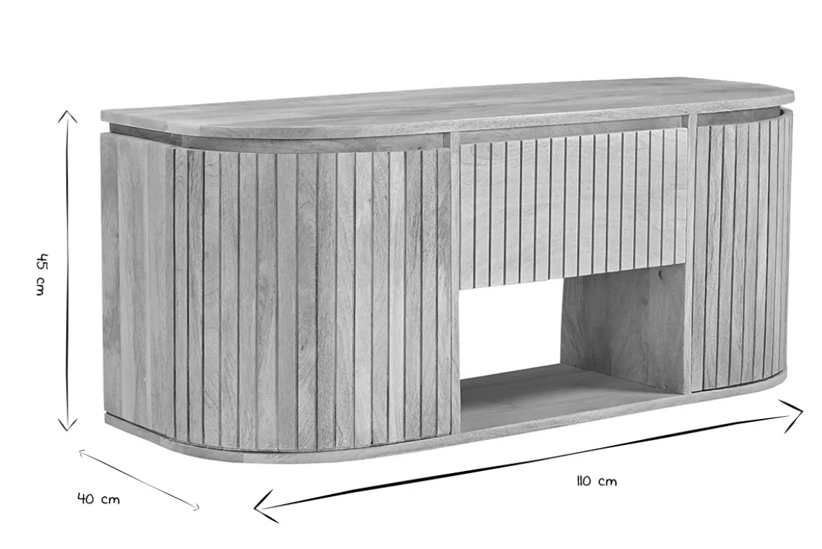 Meuble de salle de bain suspendu en bois manguier massif L110 cm BALDO