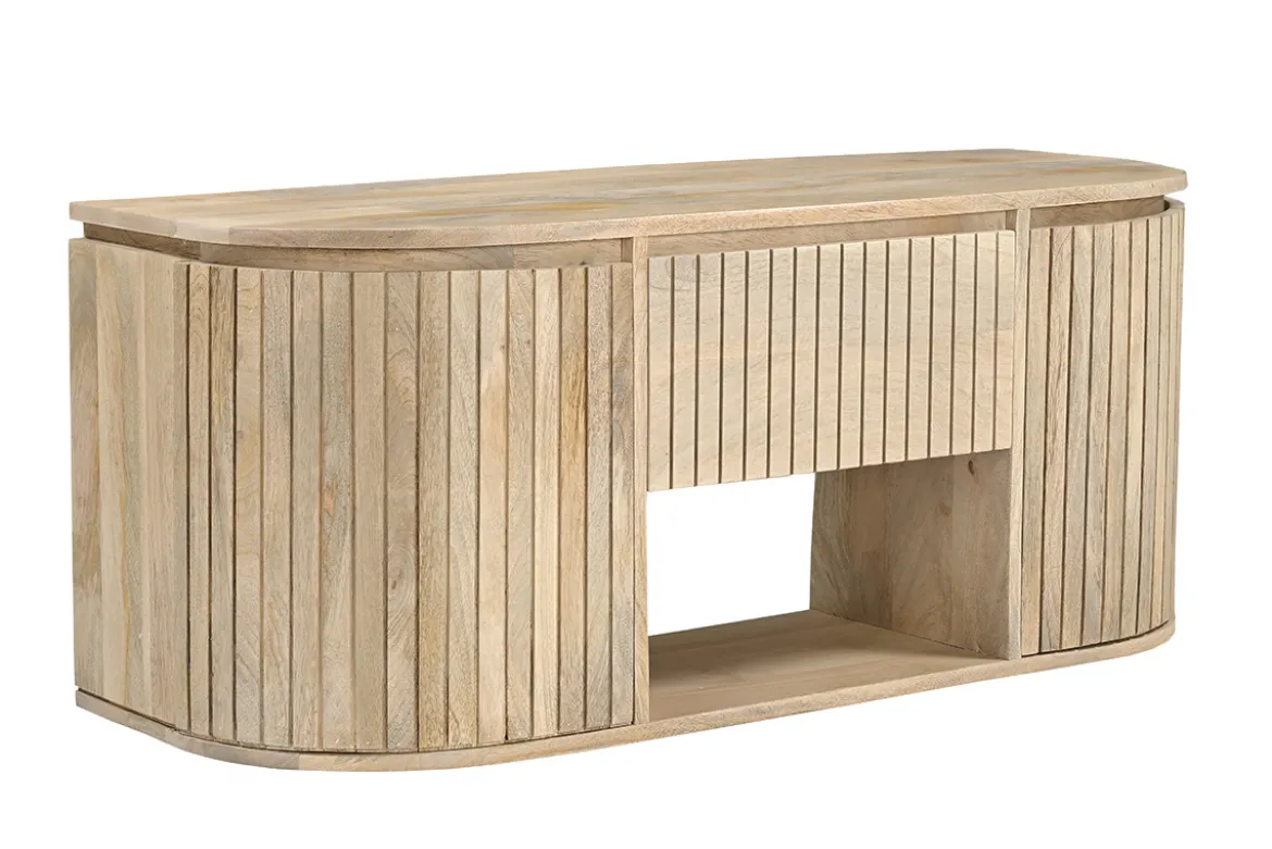 Meuble de salle de bain suspendu en bois manguier massif L110 cm BALDO