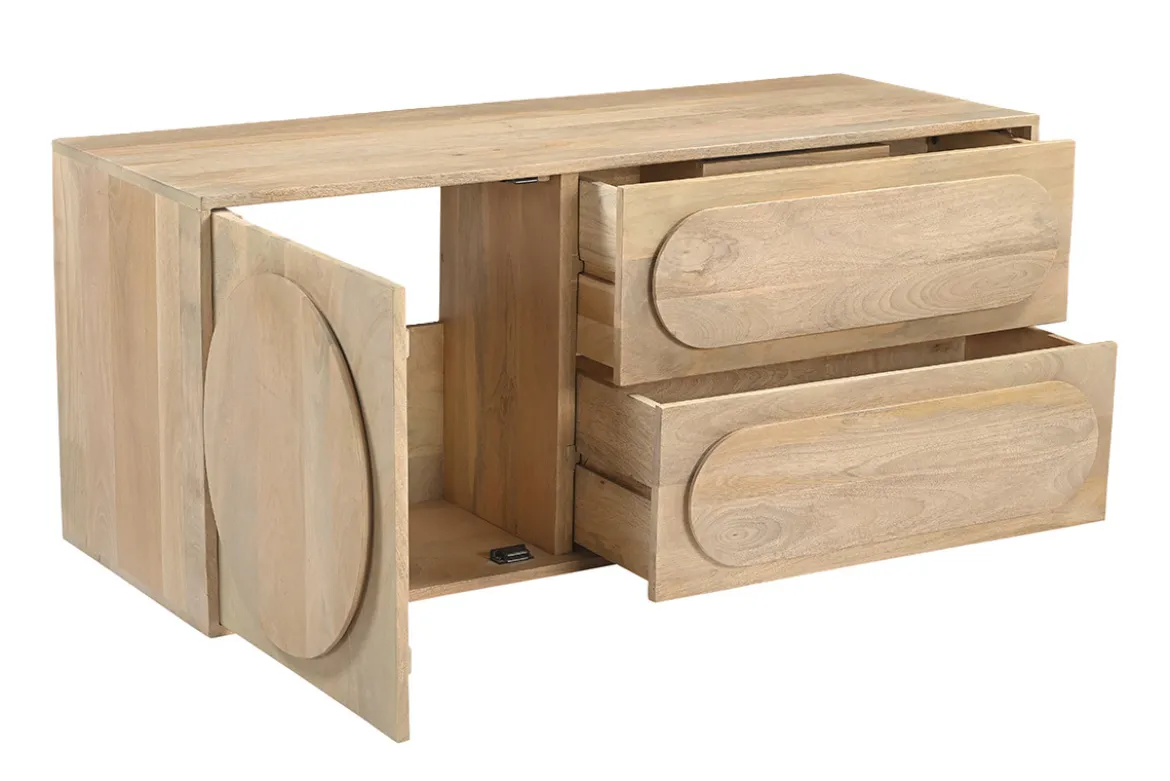 Meuble de salle de bain suspendu en bois manguier massif L120 cm SLAPPA