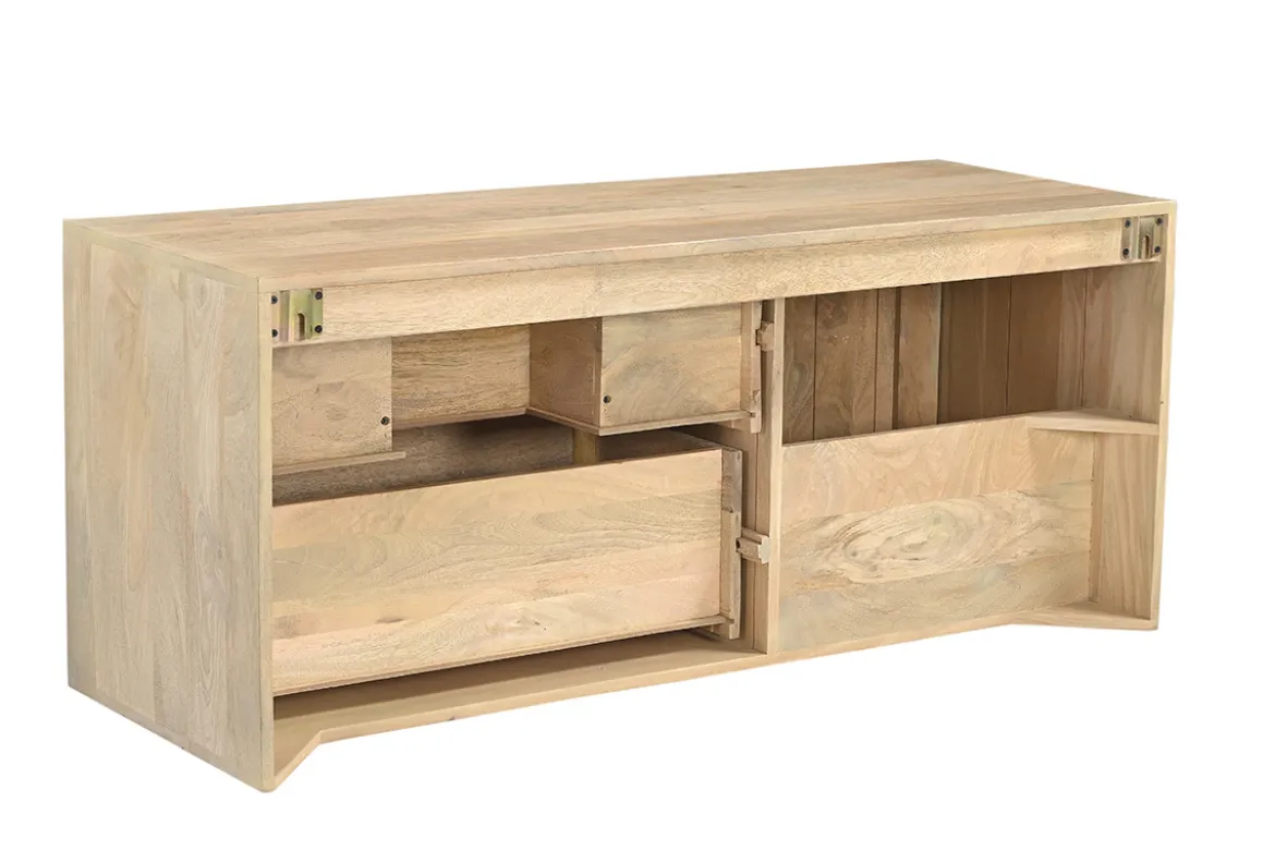 Meuble de salle de bain suspendu en bois manguier massif L120 cm SLAPPA