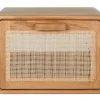 Meuble de salle de bain suspendu en bois teck massif et cannage rotin L50 cm BALIA