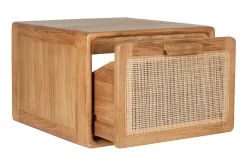 Meuble de salle de bain suspendu en bois teck massif et cannage rotin L50 cm BALIA