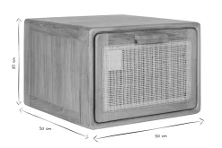 Meuble de salle de bain suspendu en bois teck massif et cannage rotin L50 cm BALIA
