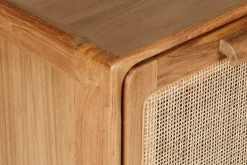 Meuble de salle de bain suspendu en bois teck massif et cannage rotin L50 cm BALIA